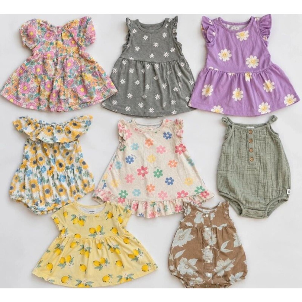 Baby Girl Floral Summer Clothing Bundle – 8 Piece Bundle